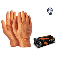 GUANTO OFFICINA NITRILE ARANCIO EXTRA-RESISTENTE SP.0,18MM